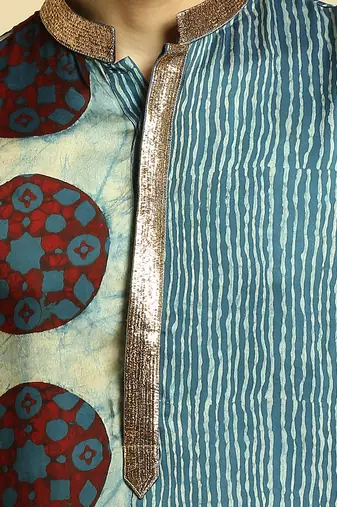 Blue ajrakh printed kurta with pant