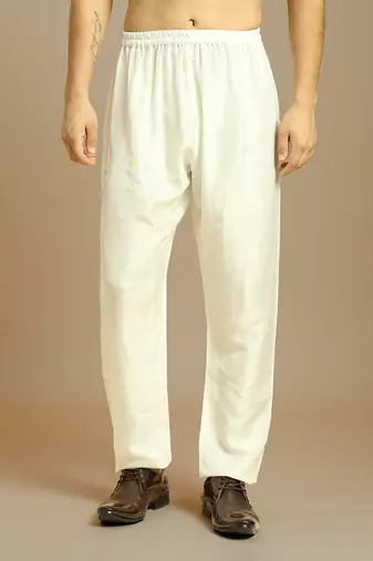 Neon green embroidered kurta with white pant
