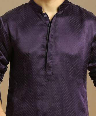 Deep purple kurta with pant with tissue embroidered dupatta 4