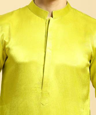 Neon green kurta with white pant with multi colour dupatta 4