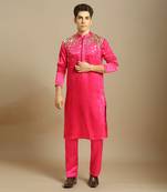 Hot pink embroiderd kurta with pant