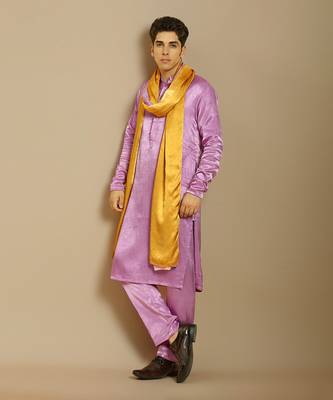 Purple kurta with pant with ombre dupatta 1