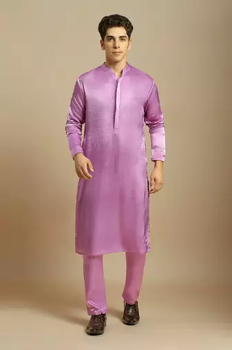 Purple kurta with pant with ombre dupatta