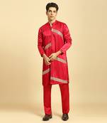 Red embroidered kurta with pant