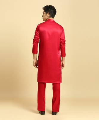 Red embroidered kurta with pant 3