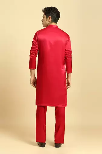 Red embroidered kurta with pant