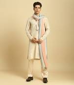 Peach tissue kurta with pant with ombrey dupatta