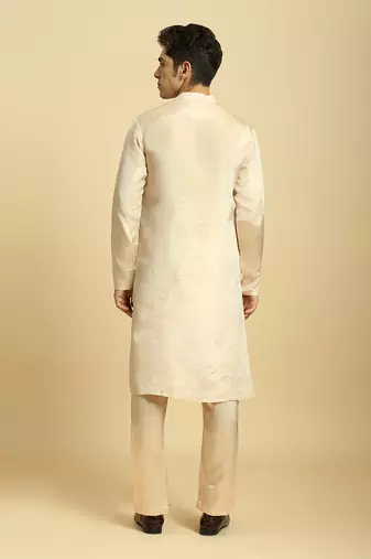 Peach tissue kurta with pant with ombrey dupatta