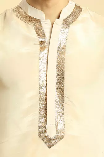 Peach tissue kurta with pant with ombrey dupatta
