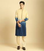 Beige/blue ombre kurta with beige pant