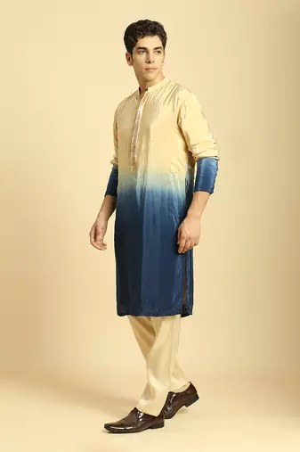 Beige/blue ombre kurta with beige pant