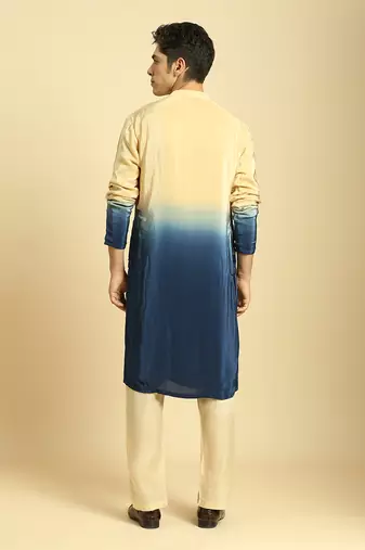 Beige/blue ombre kurta with beige pant