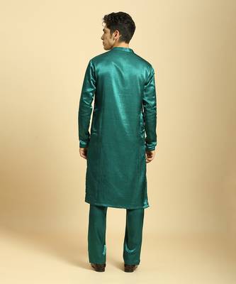 Teal green kurta with pant 2
