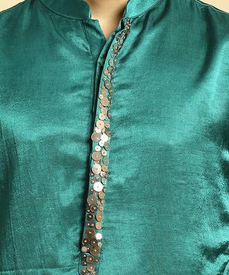 Teal green kurta with pant 3