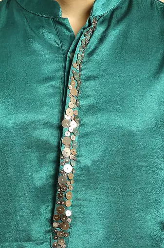 Teal green kurta with pant