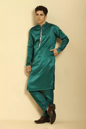 Teal green kurta with pant