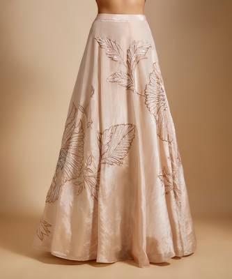 Peach Embroidered Lehenga With Multi-Coloured Blouse and Dupatta 3