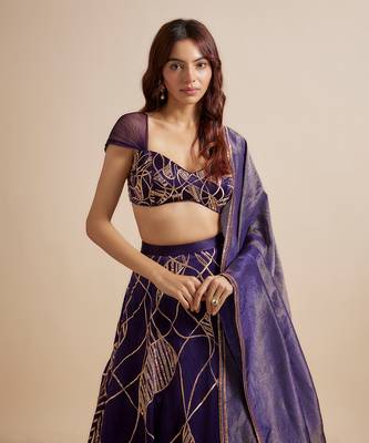 Deep Purple Embroidered Lehenga Set 2