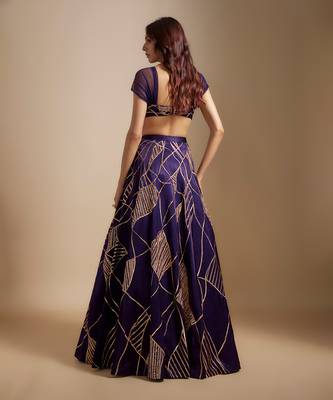 Deep Purple Embroidered Lehenga Set 4