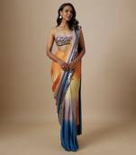 Multi-colour ombre saree with lilac blouse