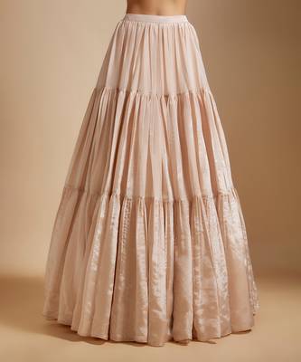 Peach Tissue Skirt With Multi- colored Blouse With Multi-Coloured Dupatta 3
