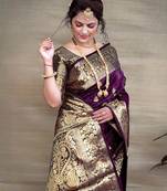 Wine Silk Jacquard Saree With beautiful Blouse Piece.