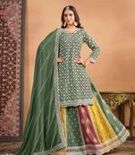 Light Green Embroidered Chinon Silk Punjabi Salwar Suit