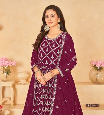 Purple embroidered faux georgette anarkali suit 3