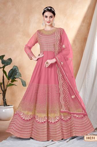 Eggplant Anarkali style Anarkali Semi-Stitched Salwar Kameez main image 1