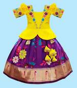 New Lemon south Indian traditional collar digital pattu pavadai Lehenga choli for girls dress