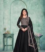 Black embroidered art silk anarkali suit