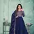 Navy blue embroidered art silk semi stitched anarkali suit