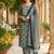 women navy blue rayon blend floral embroidered straight kurta trousers with dupatta