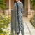 women navy blue rayon blend floral embroidered straight kurta trousers with dupatta