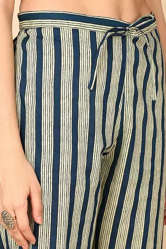 women navy blue rayon blend floral embroidered straight kurta trousers with dupatta