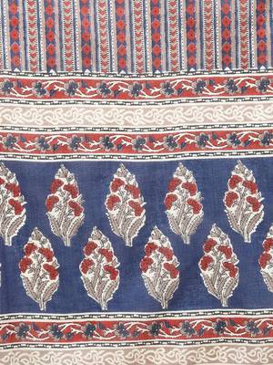 women blue rayon blend floral printed straight kurta trousers with dupatta 4