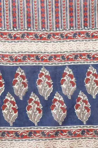 women blue rayon blend floral printed straight kurta trousers with dupatta