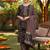 women black rayon blend floral printed straight kurta trousers with dupatta