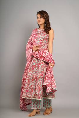 Women Paisley Printed Pure Cotton Kurta with Trousers & Dupatta 3