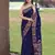 Navy Blue Soft silk blend Sarees With Gold Zari Weaving Flower Pennal In Border And Pallu