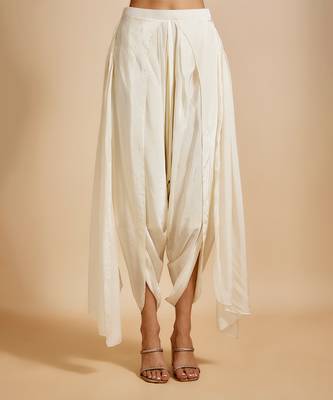 Beige tissue jacket with cream dhoti 3