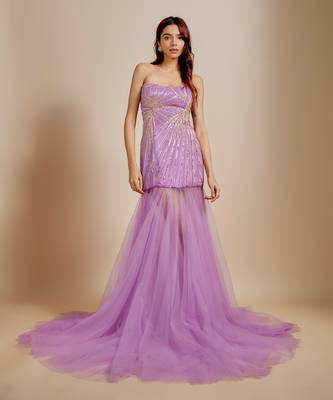 Purple embroidered gown 1