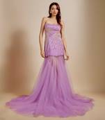 Purple embroidered gown
