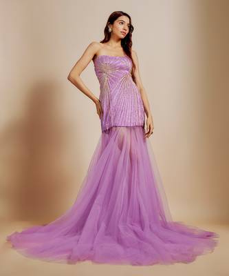 Purple embroidered gown 3