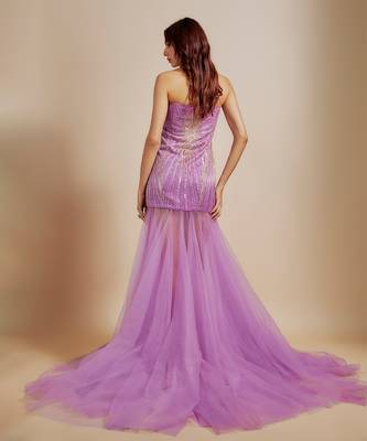 Purple embroidered gown 4