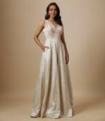 Beige embroidered jumpsuit