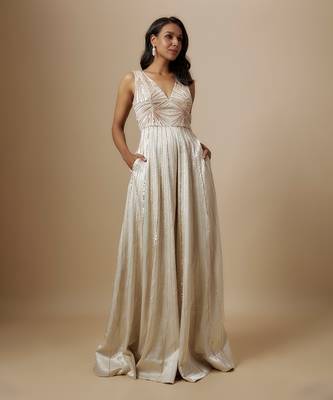 Beige embroidered jumpsuit 3