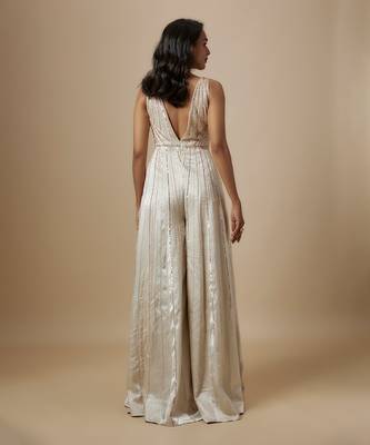 Beige embroidered jumpsuit 4