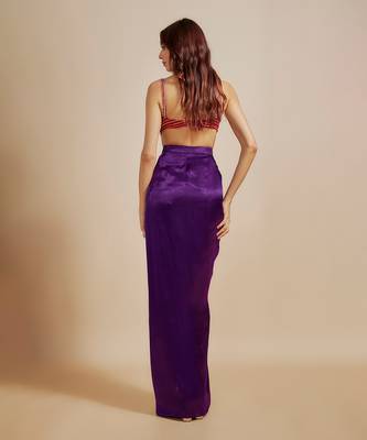 Red emboiderd bloue with purple skirt & drape 4