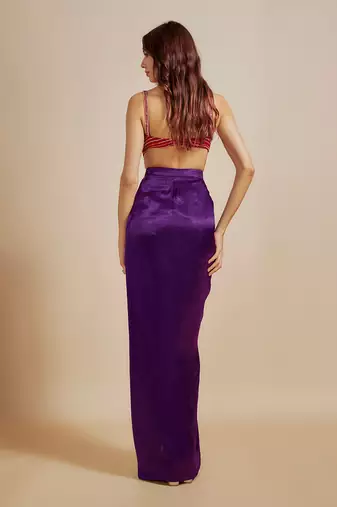 Red emboiderd bloue with purple skirt & drape